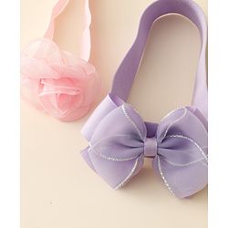 Babyhug Free Size Headbands With Floral & Bow Applique Pack Of 2 - Purple & Pink