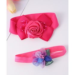 Babyhug Free Size Headbands With Floral Applique Pack Of 2 - Fuchsia