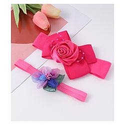 Babyhug Free Size Headbands With Floral Applique Pack Of 2 - Fuchsia