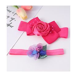 Babyhug Free Size Headbands With Floral Applique Pack Of 2 - Fuchsia