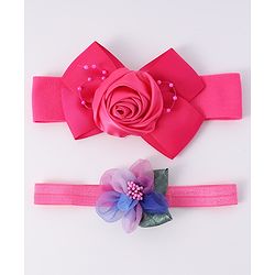 Babyhug Free Size Headbands With Floral Applique Pack Of 2 - Fuchsia
