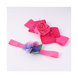Babyhug Free Size Headbands With Floral Applique Pack Of 2 - Fuchsia