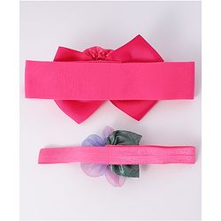 Babyhug Free Size Headbands With Floral Applique Pack Of 2 - Fuchsia