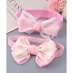 Babyhug Free Size Headbands With Bow Applique Pack Of 2 - Pink