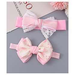 Babyhug Free Size Headbands With Bow Applique Pack Of 2 - Pink