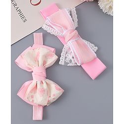 Babyhug Free Size Headbands With Bow Applique Pack Of 2 - Pink