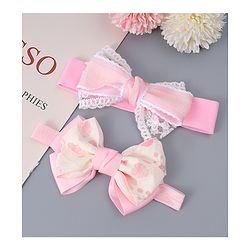 Babyhug Free Size Headbands With Bow Applique Pack Of 2 - Pink