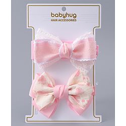 Babyhug Free Size Headbands With Bow Applique Pack Of 2 - Pink