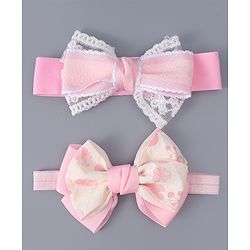 Babyhug Free Size Headbands With Bow Applique Pack Of 2 - Pink