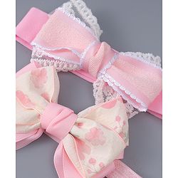 Babyhug Free Size Headbands With Bow Applique Pack Of 2 - Pink