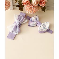 Babyhug Free Size Headbands With Bow Applique Pack Of 2 - Purple