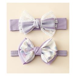Babyhug Free Size Headbands With Bow Applique Pack Of 2 - Purple