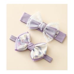 Babyhug Free Size Headbands With Bow Applique Pack Of 2 - Purple