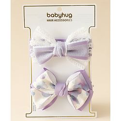 Babyhug Free Size Headbands With Bow Applique Pack Of 2 - Purple
