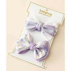Babyhug Free Size Headbands With Bow Applique Pack Of 2 - Purple