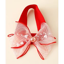 Babyhug Free Size Headbands With Bow Applique Pack Of 2 - Red & Gold