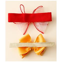 Babyhug Free Size Headbands With Bow Applique Pack Of 2 - Red & Gold
