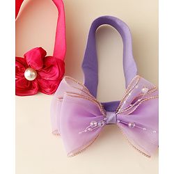 Babyhug Free Size Headbands With Floral & Bow Applique Pack Of 2 - Multicolor