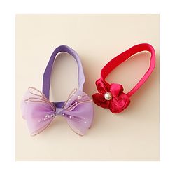Babyhug Free Size Headbands With Floral & Bow Applique Pack Of 2 - Multicolor