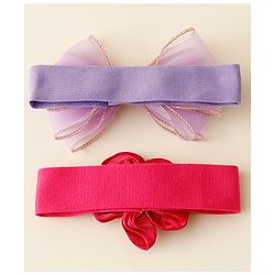 Babyhug Free Size Headbands With Floral & Bow Applique Pack Of 2 - Multicolor