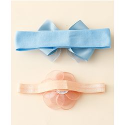 Babyhug Free Size Headbands With Floral & Bow Applique Pack Of 2 - Fuchsia & Beige