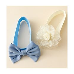Babyhug Free Size Headbands With Floral & Bow Applique Pack Of 2 - Blue & Beige