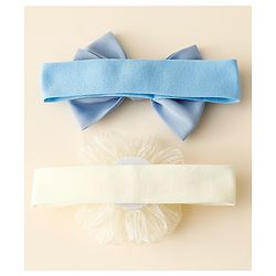 Babyhug Free Size Headbands With Floral & Bow Applique Pack Of 2 - Blue & Beige