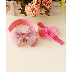 Babyhug Free Size Headbands With Floral & Bow Applique Pack Of 2 - Pink