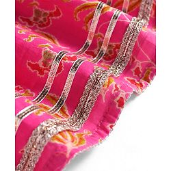 Babyhug Cotton Woven Sleeveless Floral Printed Kurti & Gharara Set with Dupatta - Dark Pink