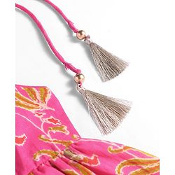 Babyhug Cotton Woven Sleeveless Floral Printed Kurti & Gharara Set with Dupatta - Dark Pink