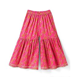 Babyhug Cotton Woven Sleeveless Floral Printed Kurti & Gharara Set with Dupatta - Dark Pink