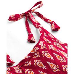 Babyhug Cotton Woven Sleeveless Ethnic Dress with Floral Print - Maroon