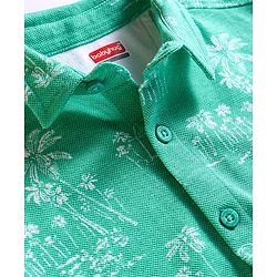 Babyhug Cotton Knit Half Sleeves Shirt with Beach Theme Print - Green