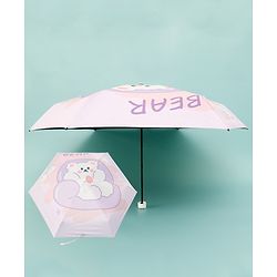 Babyhug Teddy Bear Printed Umbrella - Light Pink