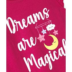 Babyhug Cotton Knit Frill Sleeves A Line Nighties with Polka Dots & Text Print Pack of 2 - Yellow & Dark Pink