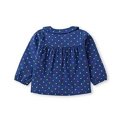 Babyhug Cotton Knit Front Open Full Sleeves Peter Pan Collar Night Suit with Polka Dot Print - Navy Blue