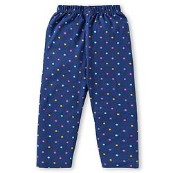 Babyhug Cotton Knit Front Open Full Sleeves Peter Pan Collar Night Suit with Polka Dot Print - Navy Blue