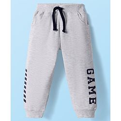Babyhug Terry Knit Full Length Lounge Pants With Game Text Print -  Grey