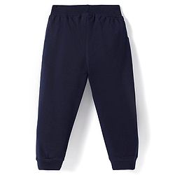 Babyhug Terry Knit Full Length Lounge Pants With Get Set Go Text Print - Navy Blue