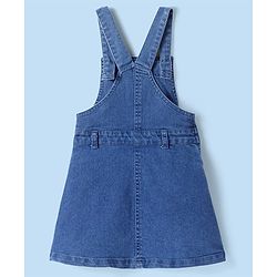 Babyhug Cotton Woven Cherry Printed & Embroidered Pinafore with Cap Sleeves Inner Tee - Blue