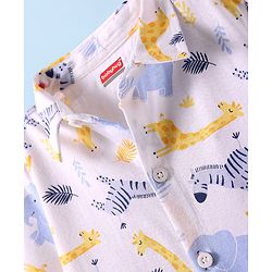 Babyhug Cotton Knit Half Sleeves Shirt With Animal Print - White