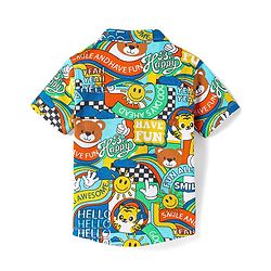 Babyhug Cotton Pique Textured Knit Half Sleeves Shirt with Smiley & Tiger Print - Green
