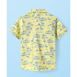 Babyhug Cotton Knit Half Sleeves Shirt With Beach Theme Print - Light Green