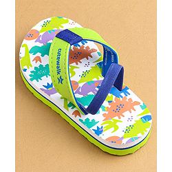 Cute Walk by Babyhug Flip Flops With Dinosaur Print & Backstrap Closure - Green