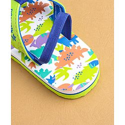 Cute Walk by Babyhug Flip Flops With Dinosaur Print & Backstrap Closure - Green