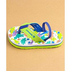 Cute Walk by Babyhug Flip Flops With Dinosaur Print & Backstrap Closure - Green