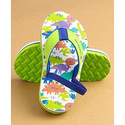 Cute Walk by Babyhug Flip Flops With Dinosaur Print & Backstrap Closure - Green