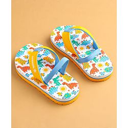 Cute Walk by Babyhug Flip Flops with Dino Print & Back Strap Closure - Yellow