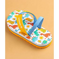 Cute Walk by Babyhug Flip Flops with Dino Print & Back Strap Closure - Yellow