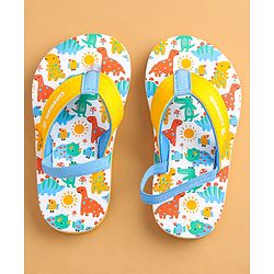 Cute Walk by Babyhug Flip Flops with Dino Print & Back Strap Closure - Yellow